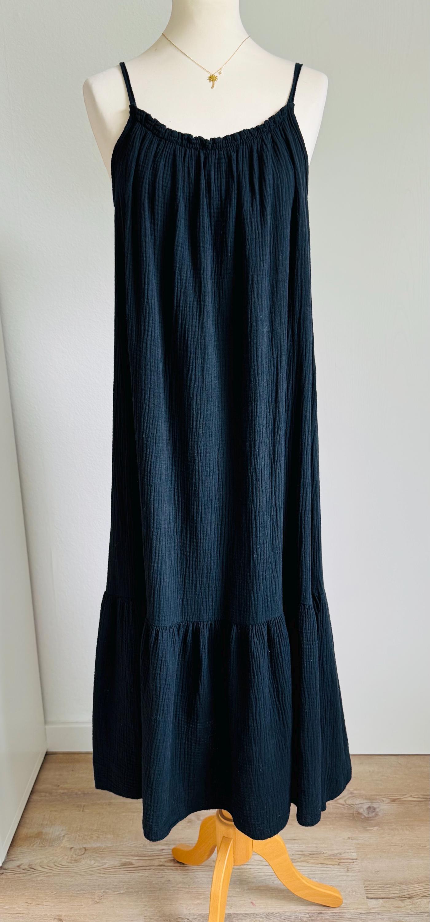 Trägerkleid Midi Voilant Musselin - Schwarz Schuhzwang von schuhzwang