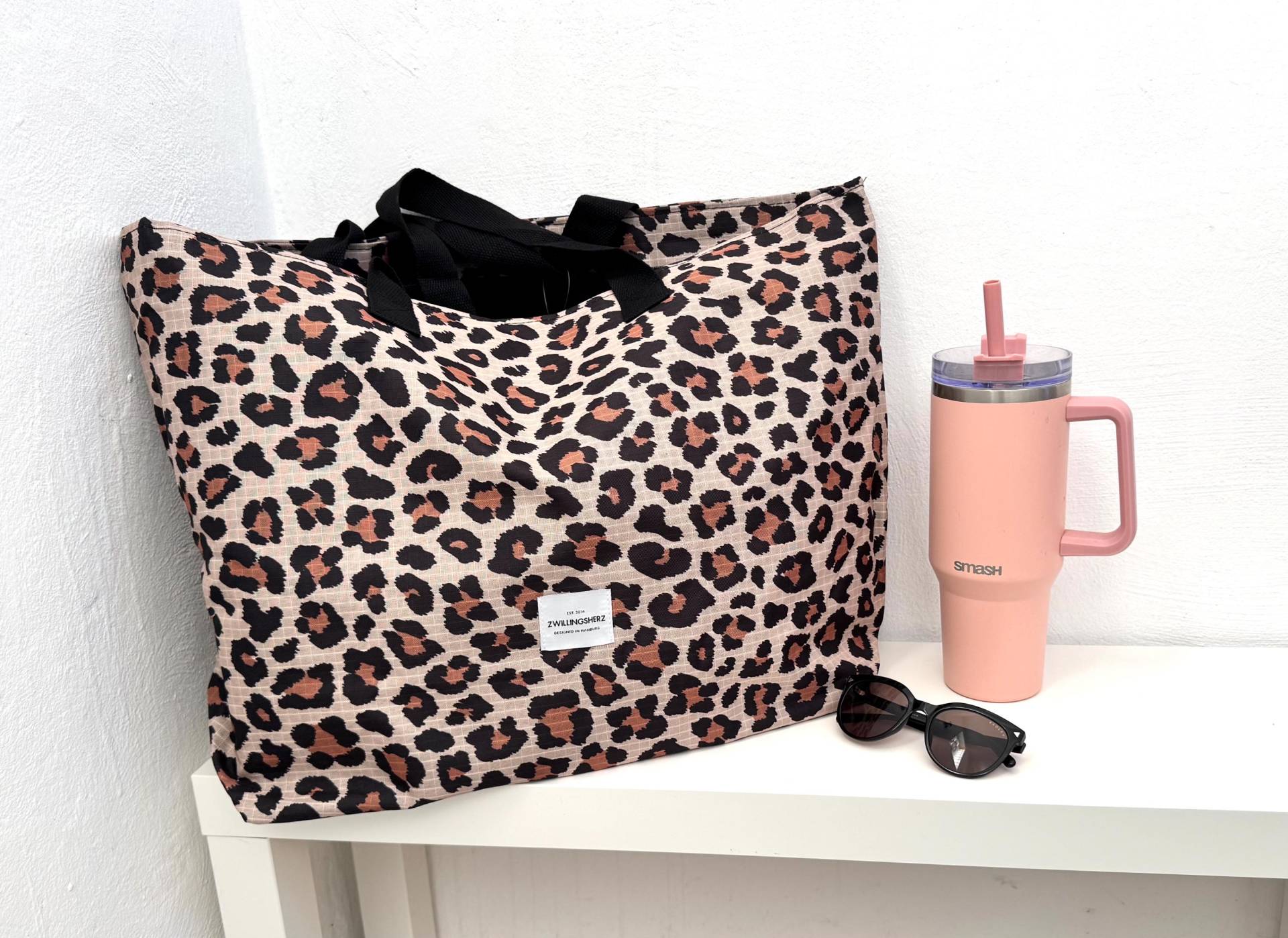 xxl Leo-Shopper Tote Bag - Leo-Beige/Leo-Braun Schuhzwang von schuhzwang