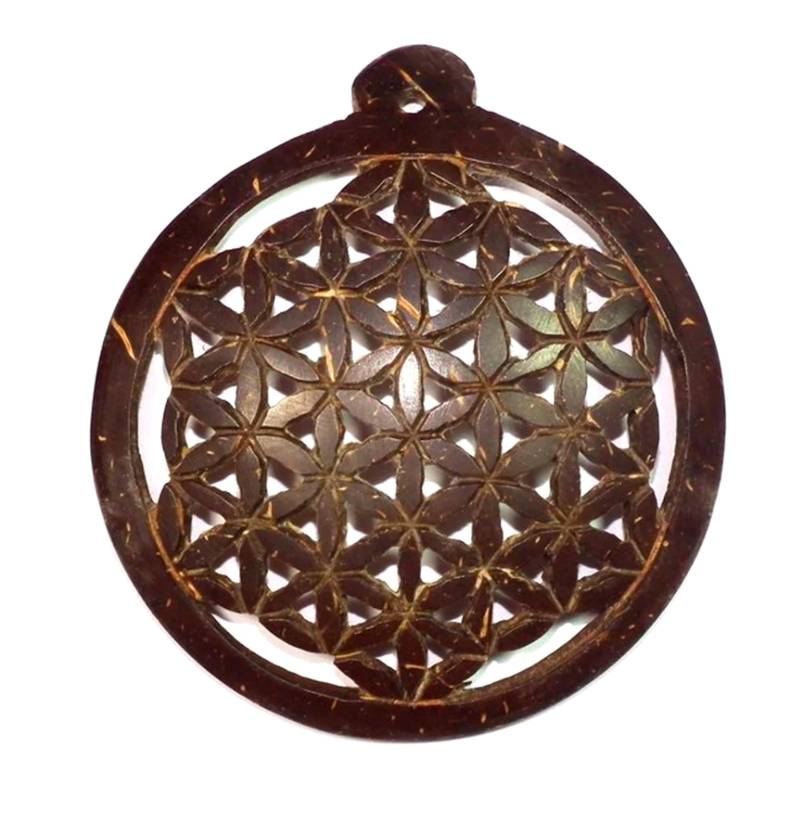 Blume Des Lebens - Xl Anhänger Aus Kokosnuss von schwingungsreich