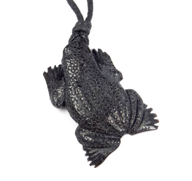 Frosch/Kröte "Symbol Der Wandlung" Anhänger Perle Aus Wasserbüffelhorn ~ Handarbeit von schwingungsreich