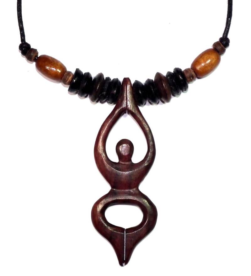 Göttin Halskette ~ Symbol Der Schöpferkraft Anhänger Aus Holz Handgeschnitzt von schwingungsreich