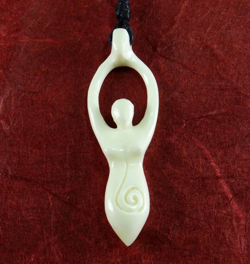 Göttin Mit Spirale Anhänger Aus Knochen Perle ~5 cm Schöpfungssymbol von schwingungsreich