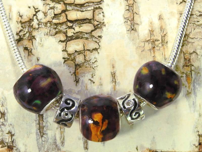 Heidekraut Perlen Rondelle An Versilberter Halskette Schmuck Unikat Aus Handarbeit - Hochwertiges Farbenfrohes Unikat Heather Gems von schwingungsreich