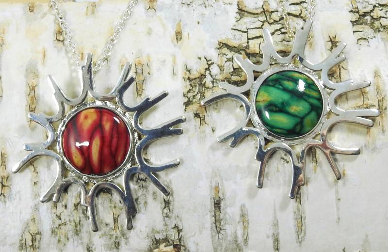 Heidekraut-Schmuck Große Sonne Anhänger Unikat Aus Handarbeit & Versilberte Halskette - Hochwertige Farbenfrohe Unikate von schwingungsreich