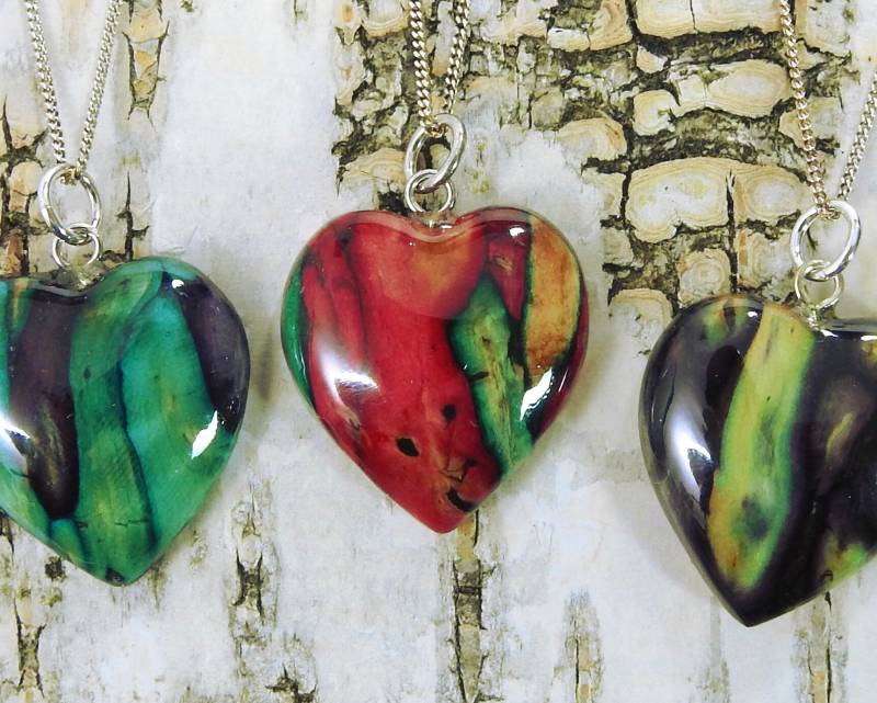 Heidekraut-Schmuck Herz-Anhänger Unikat Aus Handarbeit & 925Er Silber Halskette - Hochwertige Farbenfrohe Unikate von schwingungsreich