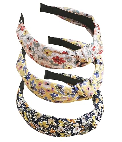 scicent 3PCS Stirnbänder für Frauen Haare Boho Wrap Tie Elastische Twist Haartuch Hübsche Fliege Haarbänder Breite Mode Haarbänder Damen Mädchen, 15907 von scicent