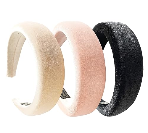 scicent Haaareifen Damen 3Stk Gepolstert Haarreif Stirnbänder Samt Breite Haarband Haarschmuck Schwamm Kopfband Haar Accessories für Frauen Mädchen, 12805 von scicent