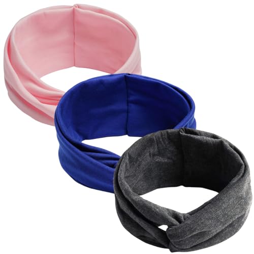 scicent HaarbäNder 3 Stück Haarband DamenBreite Stirnband Frauen Yoga Haarreif Laufen Fitness Haarreifen übung Elastisches Breites Stirnband Multi Farbe Haarschmuck Damen - 13537 von scicent