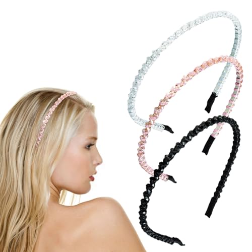 scicent Haarbänder Damen 3 Stück Glitzer Strass Haarband Kreuz Rutschfeste Haarreif für Gesicht Waschen Retro Kristall Elegant Haarreifen für Alltägliche Dekoration Mode Haar Haarschmuck 27910 von scicent
