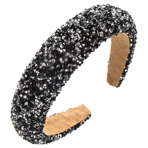 scicent Haarbänder Damen Glitzer Strass Stirnband Breit Kristall Haarreif Perlen Haarschmuck Party Hochzeit Dickes Gepolsterte Damen Stirnband - 25423 von scicent