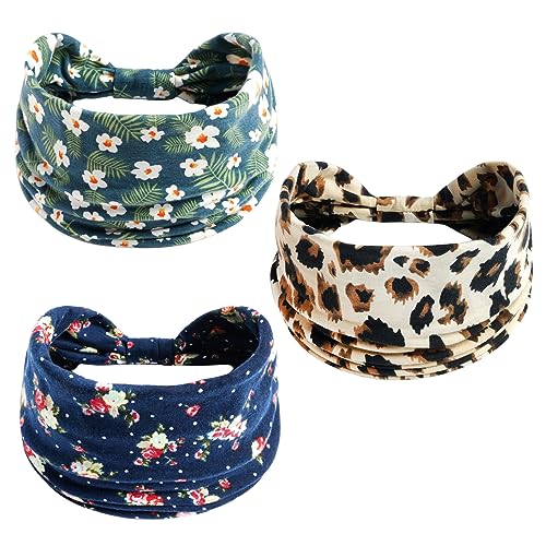 scicent Haarbänder Damen Haarreifen Breite Boho Blumendruck Knot Yoga Sport Stirnbänder Elastische Haarschmuck, 13806 von scicent