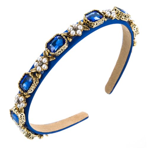 scicent Haarbänder Mode Stirnband Perle Strass Haarschmuck aus Kristall Haarreifen Perlenhaarranken Braut Stirnband Legierung Haar Accessories (Blau) - 27008 von scicent