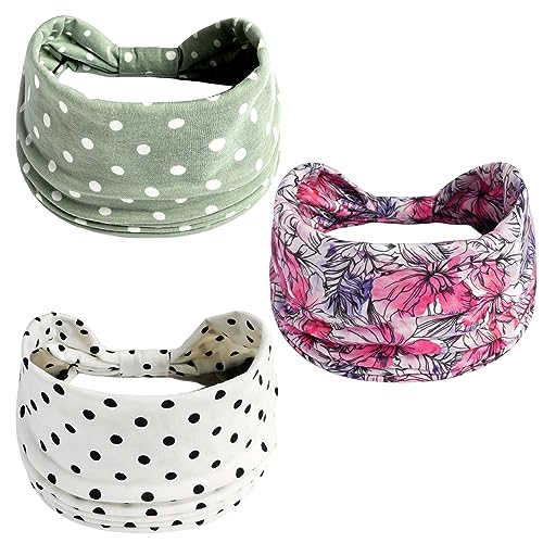 scicent Haarband 3 Stück Breite Stirnband Damen Cross Haarreif Damen Yoga haarbänder Verdreht Stirnbänder für Workout Laufen Wandern Make-up - 12915 von scicent