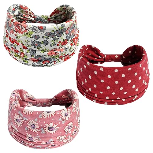 scicent Haarband 3 Stück Stirnbänder Damen Frauen Haarreifen Breite Boho Knot Yoga Sport Haarbänder Elastische Haarschmuck Mehrfarbig Weiche Turbane - 13534 von scicent