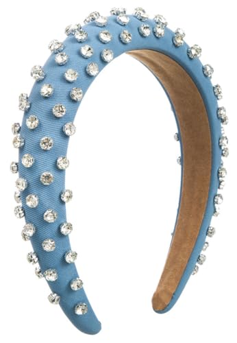scicent Haarband Damen Mode Dick Gepolstertes Haarreifen Strass-Stirnband für Mädchen Kristall-Diamant-Bling-Stirnbänder Modische Glitzerndes Juwelenbesetztes Haar-Accessoires (Blau) - 25914 von scicent