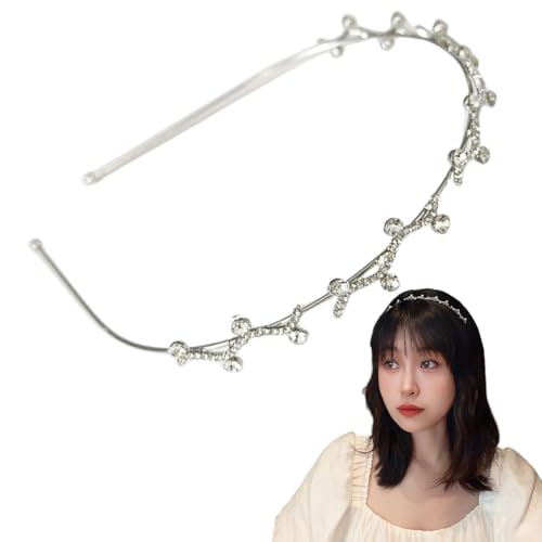 scicent Haarband Silbrig Dünner Haarschmuck Modische Haarreife Strass Elastisches Haarbänder Rutschfeste Zinken Stirnband für Mädchentanzen, Party, Alltagskleidung, Arbeit 23619 von scicent