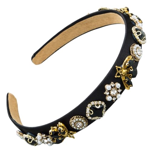scicent Haarband Vintage Strass Haarbänder Rutschfeste Stirnband Funkelnd Perlen Haarschmuck Hochzeit Mode Dünnee Haarreif Dirndl für Frauen Mädchen Modische Braut Brautjungfer Haarreifen - 27311 von scicent