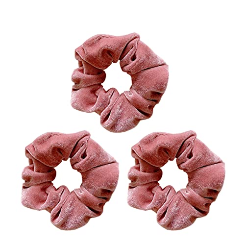 scicent Haargummis 3 Stück Smat Scrunchies Weich Samt Haargummi Rosa Haar Scrunchies Gummibänder Elastischer Haarbänder für Mädchen und Damen Haarschmuck - 02 von scicent