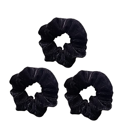 scicent Haargummis Klein 3 Stück Scrunchies aus Samt für Damen Weiche Elastische Haargummi Mode Haarbänder Damen Haarschmuck (Schwarz) - 01 von scicent
