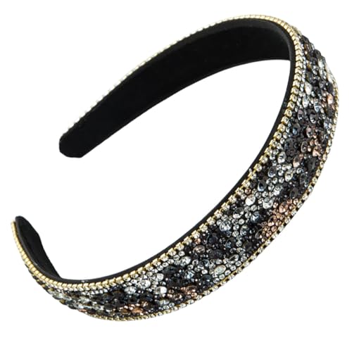 scicent Haarreif Strass Stirnbänder Glitter Gepolstertes Haar Zubehör Kristall Verschönert Perlen Haar Bands Breite Kopfbedeckung für Frauen Mädchen 16718 von scicent