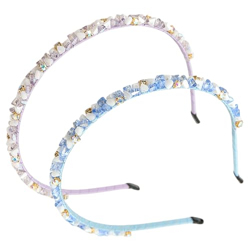 scicent Haarreif 2 Stück Strass Haarband Kristall Seite Modische Haarreifen Elastisches Haarschmuck für Frauen und Mädchen 19614 von scicent