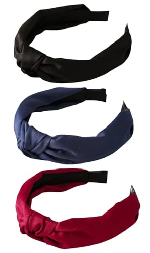 scicent Haarreif 3 Stück Haarreifen Damen Breite Haarbänder Knoten Stirnbänder Drei Farben Haarband für Alltag Konzerte Party Make-up dicke Haare Haarschmuck - 11416 von scicent