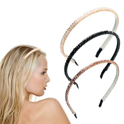 scicent Haarreif Dirndl 3 Stück Rutschfeste Haarreifen Modische Funkelnde Strass Haarschmuck für Damen Dünne Elegant Stirnband für Makeup Mode Haarschmuck Hochzeit - 27908 von scicent