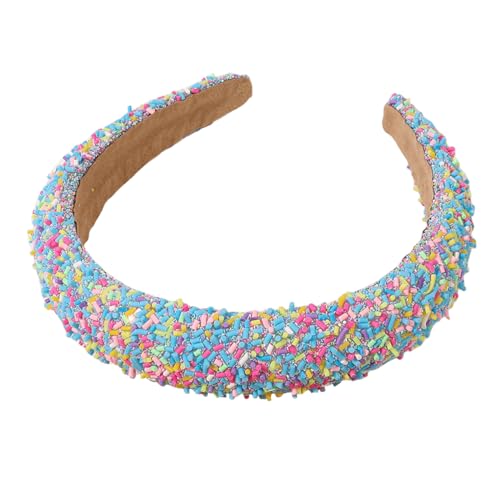 scicent Haarreif Strass Stirnband Bling Kristall Haarreifen Glitzer Dick Gepolstertes Haarband Diamant Perlen Stirnband Mode Haarschmuck für Frauen Mädchen (Himmelblau) - 16614 von scicent