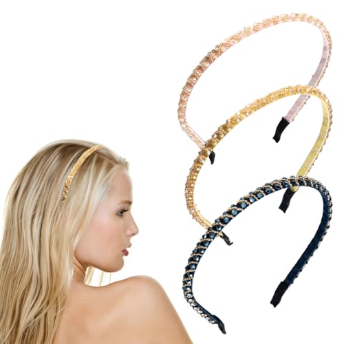 scicent Haarreif für Damen mit Kristallperlen 3 Stück Vintage Strass Haarreif Mädchen Retro Haarreifen Funkelnde Rutschfeste Stirnbänder Dünne Kette Modische Haarband mit Glitzernd Kristall - 27919 scicent Haarreif für Damen mit Kristallperlen 3 Stück Vintage Strass Haarreif Mädchen Retro Haarreifen Funkelnde Rutschfeste Stirnbänder Dünne Kette Modische Haarband mit Glitzernd Kristall - 27919 von scicent