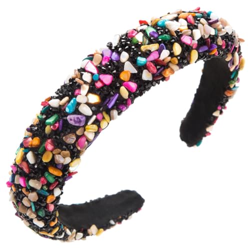 scicent Haarreif mit Strass Gepolstertes Candy Colours - Wunderschön Damen Stirnband Haarschmuck Haarreifen Kristall Haarreif Barock Mode Haarband (Schwarz) - 16617 von scicent