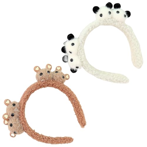 scicent Haarreifen 2 Stück Spa Haarbänder Coral Fleece Makeup Stirnband Elastic Cosmetic Haarreif zum Waschen der Gesichtsdusche Yoga Sport Hautpflege Modische Rutschfeste Haarschmuck - 10823 von scicent