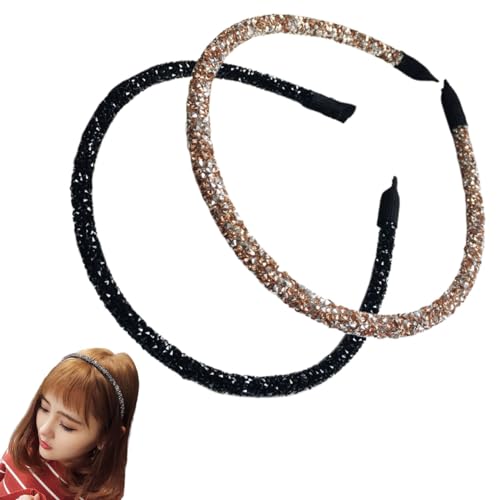 scicent Haarreifen Damen 2 Stück Headband Glitzer Strass Stirnbänder Fein Haarband für Frauen Mädchen Geburtstagsgeschenk Hochzeit Braut Haarschmuck - 23421 von scicent