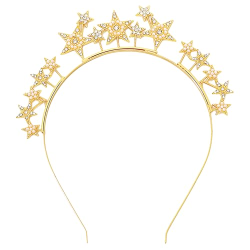 scicent Haarreifen Damen Dirndl Gold Frauen Haarreif Glänzendes Stern Stirnband Dünnes Metall Hairband für die Hochzeitsfrisur oder Strass Haarband Mädchen Elegant Kopfkette Haarschmuck 33910 von scicent