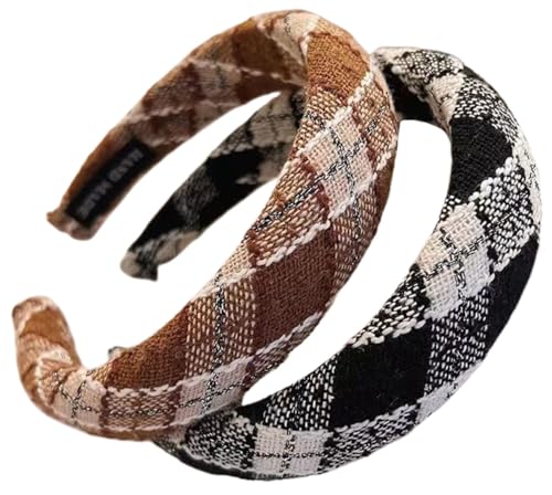 scicent Haarreifen Dirndl 2 Stück Breiter Haarreif mit Tweed Stoff Gepolstertes - Wunderschön Damen Stirnband Haarschmuck Haarreifen - 15722 von scicent