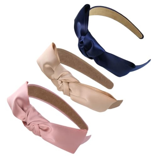 scicent Haarreifen MäDchen 3 Stück Satin-Stirnbänder Rutschfest Einfarbig Haarbänder Breit Hartes Kopfband Modisches Haarschmuck für Frauen Mädchen Halloween Weihnachten - 11515 von scicent
