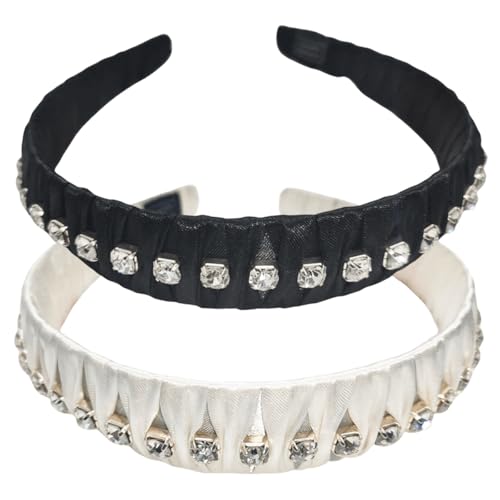 scicent Haarreif 2 Stück Breites Kette Stirnband Einfarbiges Haarreifen Bequem Stoff Rutschfest Kopfbedeckung Elastisch Haarband Elegant Haar-Accessoires Boho Haarbänder für Frauen - 29410 von scicent
