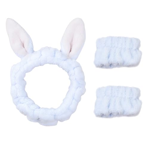scicent Haarschmuck Hochzeit 3 Stück Spa-Stirnband Waschen Gesichts Make-up Hautpflege Haarband Tierohren Haarbänder mit Handgelenk Waschband Weiches Handtuch Tuch Kopfbedeckung - 23709 von scicent