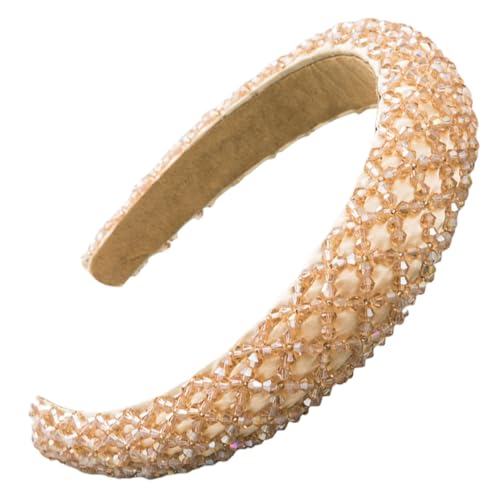 scicent Haarschmuck Hochzeit Vintage Kristall Haarreif Dirndl Breit Strass Haarband Kosmetik für Frauen und Damen Einfarbiges Stirnband Niedlich Modisch Rutschfeste Haarreifen für Party - 27608 von scicent