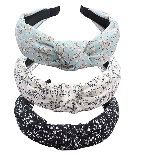 scicent Haarschmuck Knoten Stirnbänder für Frauen Boho Breit Turban Stoff Haarband No Slip Soft Elastische Haare Hoops Mode Haarreifen Damen 3 pcs - 11006 von scicent
