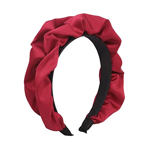 scicent Haarschmuck Mädchen Rot Satin Haarreif mit Faltdesign Retro Style Rockabilly Vintage Look Haarband Breite Headband für Frauen und Damen - 5703 von scicent