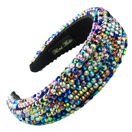 scicent Vintage Kristall Strass Stirnbänder Glitzern Silber Diamant Stirnband Samt Gepolstert Breite Haarbänder Party Hochzeit Kopfschmuck Haarschmuck für Frauen 26917 von scicent