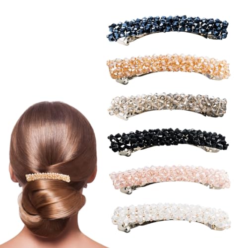 scicent Haarspange mit Kristall 6 Stück Haarspangen Damen Haarclips Mädchen Automatische Haarklammern Hochzeit Haarschmuck für Frauen Dünnes Haar und Dickes Haar 28003 von scicent