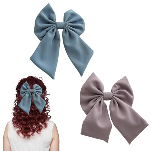 scicent Haarspangen Damen 2 Stück Haarschleife Weich Haarspange mit Schleife Stoff Haarklammer Groß Einfarbiges Haarklammer Bow Haarschmuck für Mädchen Frauen - 28217 von scicent