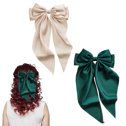 scicent Haarspangen Mädchen 2 Stück Haarschleife Damen Satin Haarschleifen mit Schleife Haarspange Schleifen Groß Haarklammer Haare Bows Clip für Damen Mädchen Frauen - 28219 von scicent