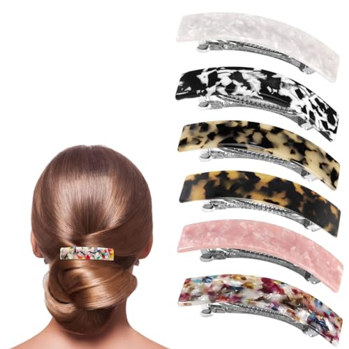 scicent Haarspangen Mädchen 6 Stücke Haarspange Automatisch Groß Klassische Haarclips für feines Haar und mitteldickes Haar Französische Vintage Haarschmuck für Damen 28004 von scicent