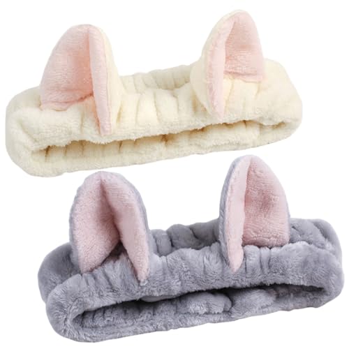 scicent Stirnbänder Kosmetik 2 Stück Gesicht Waschen Haarreifen Damen Spa Make Up Haarband Hautpflege Stirnband Korallen Fleece Elastisches Waschen Haarreif Make-up-Entfernung Haarbänder - 10827 von scicent