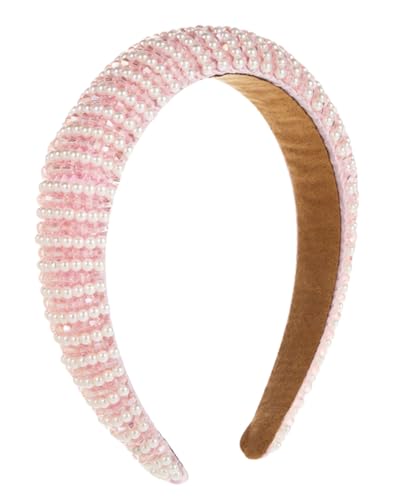 scicent Stirnband Damen Perlen Haarreif Braut Mädchen Weiß Faux Perle Haarreifen Damen Breit Hochzeit Braut Stirnbänder Modische Haarschmuck Weißer Bride Haarband - 27816 von scicent