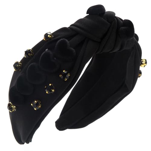 scicent Stirnband Damen Verziert Strass Haarreif Borock Haarband mit Kristall Haarreifen Mädchen Braut Hochzeit Haarschmuck Geknotet Briet Headband Geburtstag Party Valentinstag Geschenke - 26718 von scicent