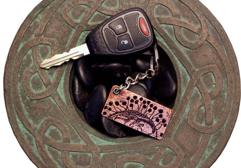 Geätzter Kupfer Doppelseitiger Bakteriophan Schlüsselanhänger von scientifiques