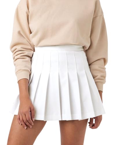 Damen Mädchen Hohe Taille Plissee Skater Tennis Schule A-Linie Rock Uniform Röcke mit Futter Shorts - - X-Klein von scktoo